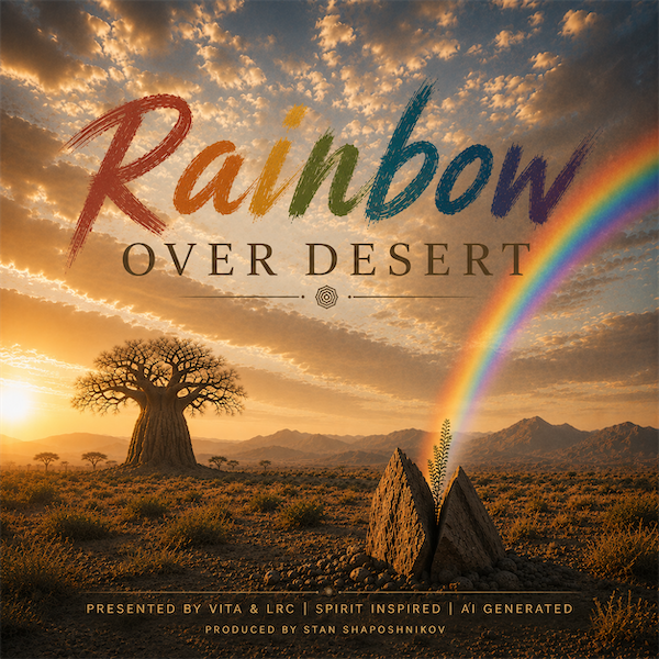 Rainbow over desert~ oasis